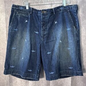 Vtg Men'sRalph Lauren Shark Jean Button Fly  Shorts Dark Blue Denim Size 40 RARE